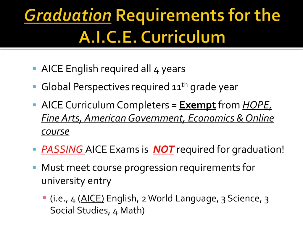 aice english required all 4 years