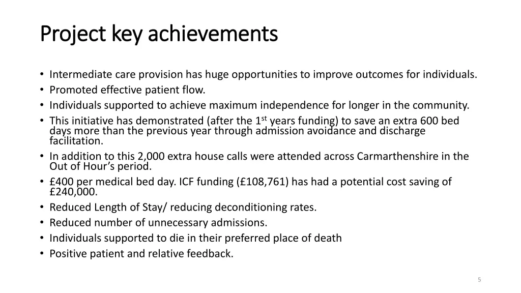 project key achievements project key achievements