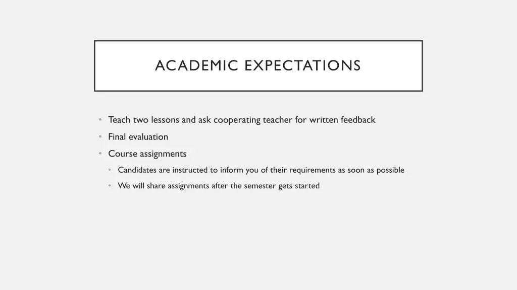 academic expectations
