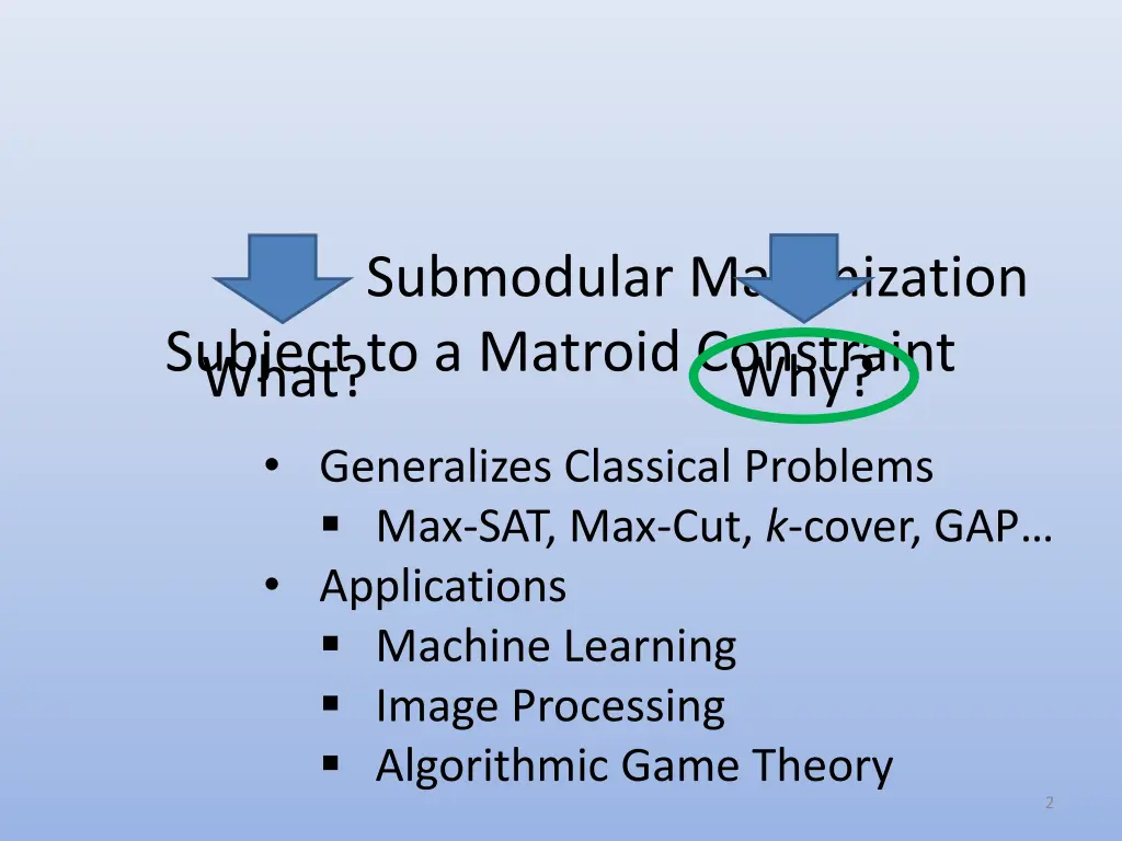 submodular maximization subject to a matroid