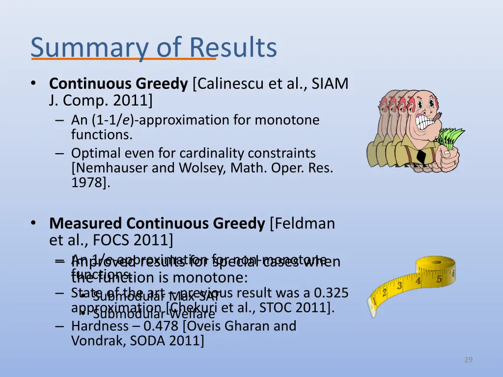 summary of results continuous greedy calinescu
