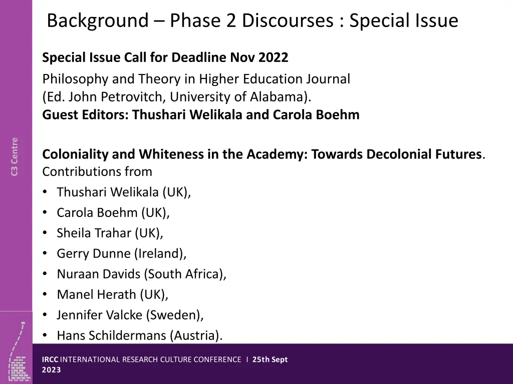 background phase 2 discourses special issue