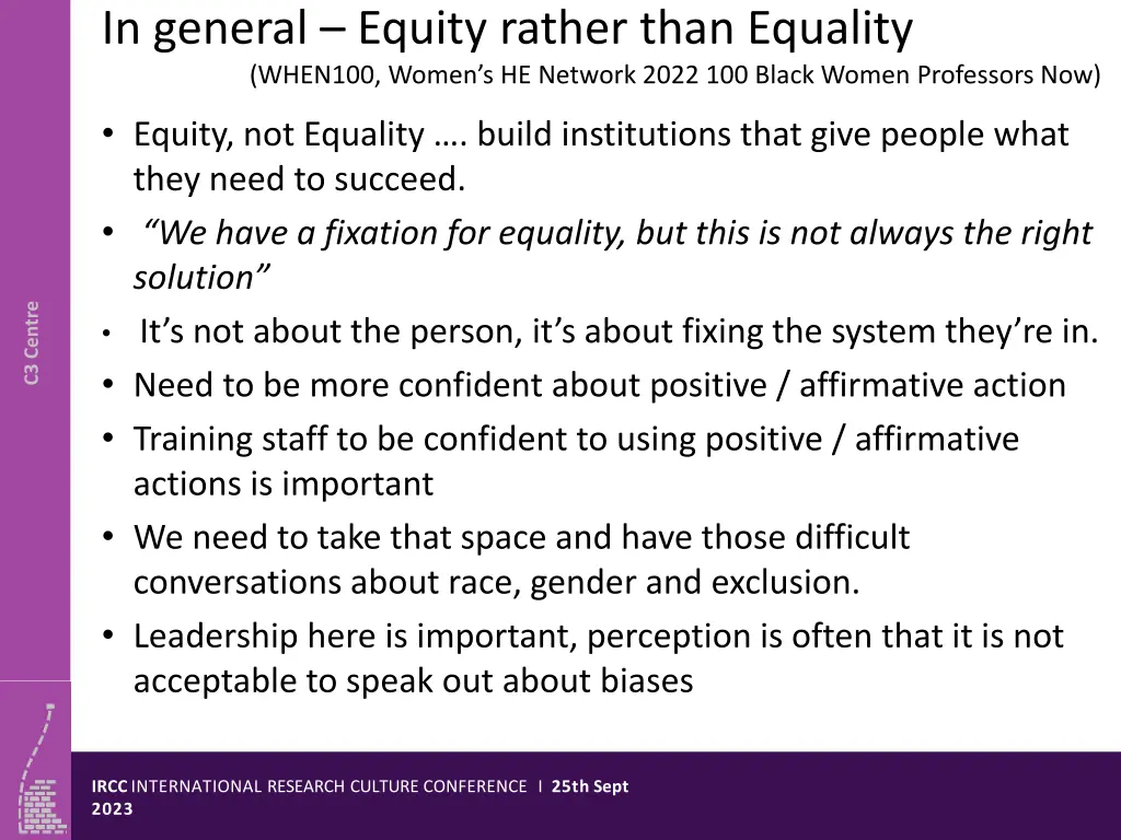 in general equity rather than equality when100