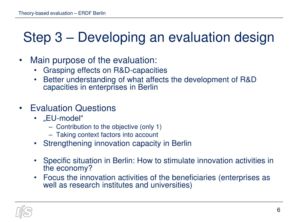 theory based evaluation erdf berlin 5