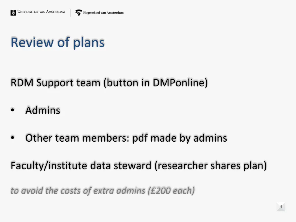 review of plans