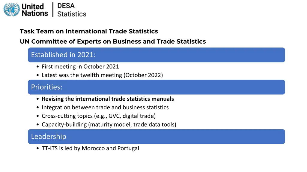 task team on international trade statistics