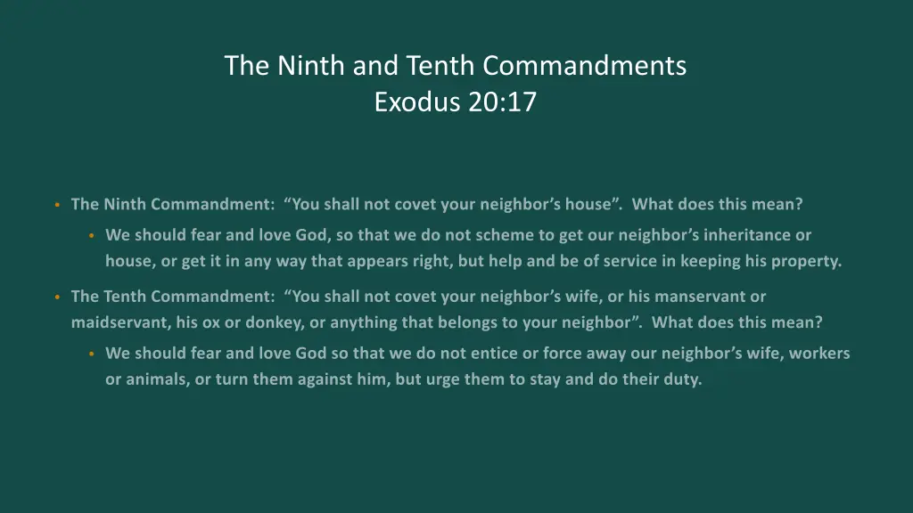the ninth and tenth commandments exodus 20 17 2