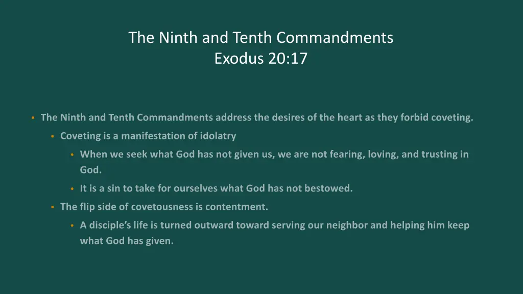 the ninth and tenth commandments exodus 20 17