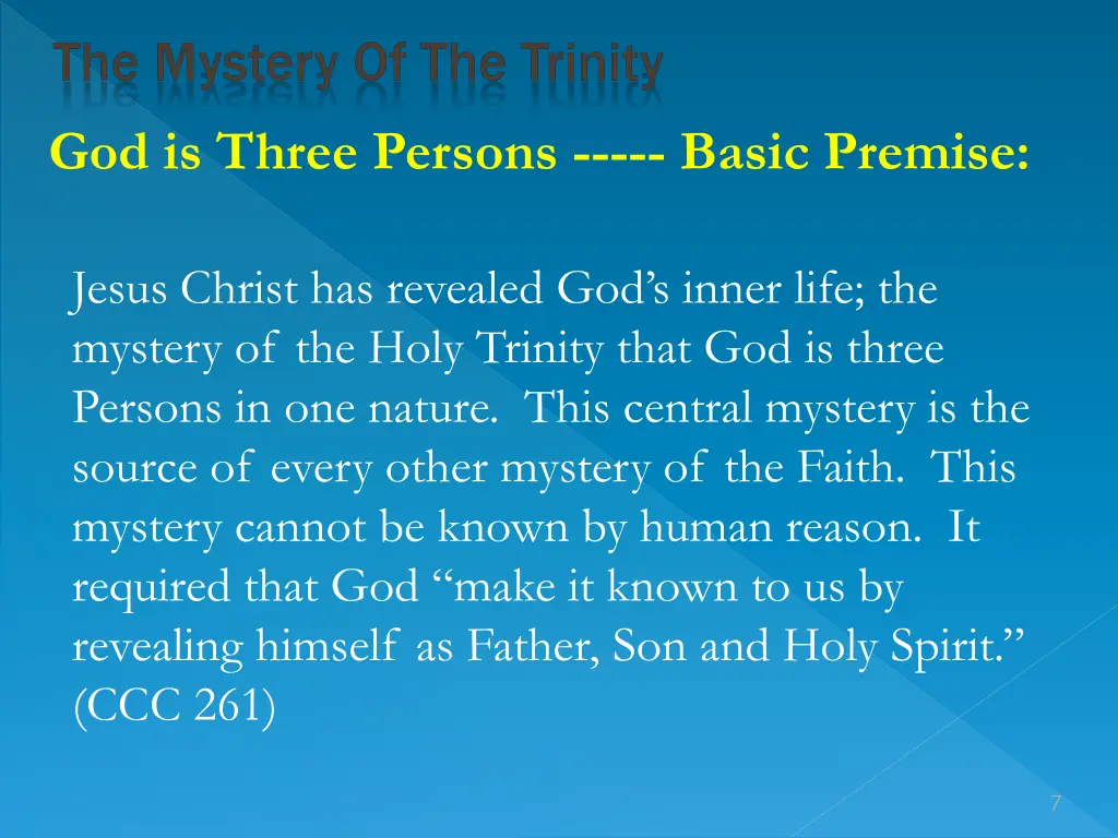 god is three persons basic premise