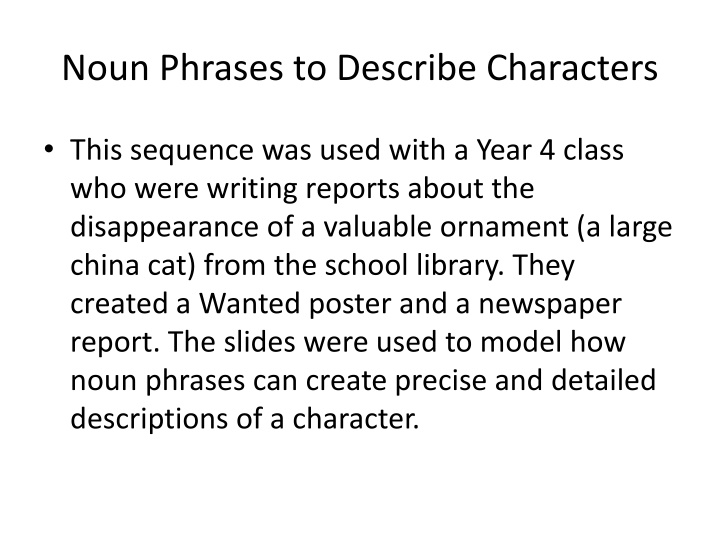 noun phrases to describe characters