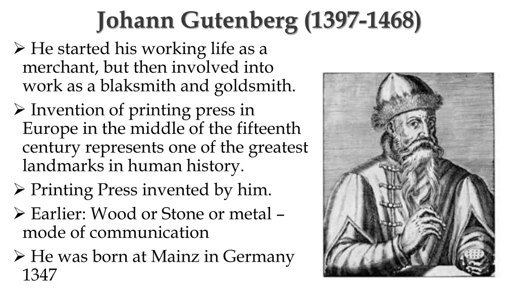 johann gutenberg 1397 1468 he started his working