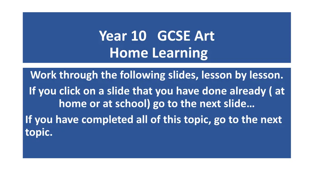 year 10 gcse art home learning
