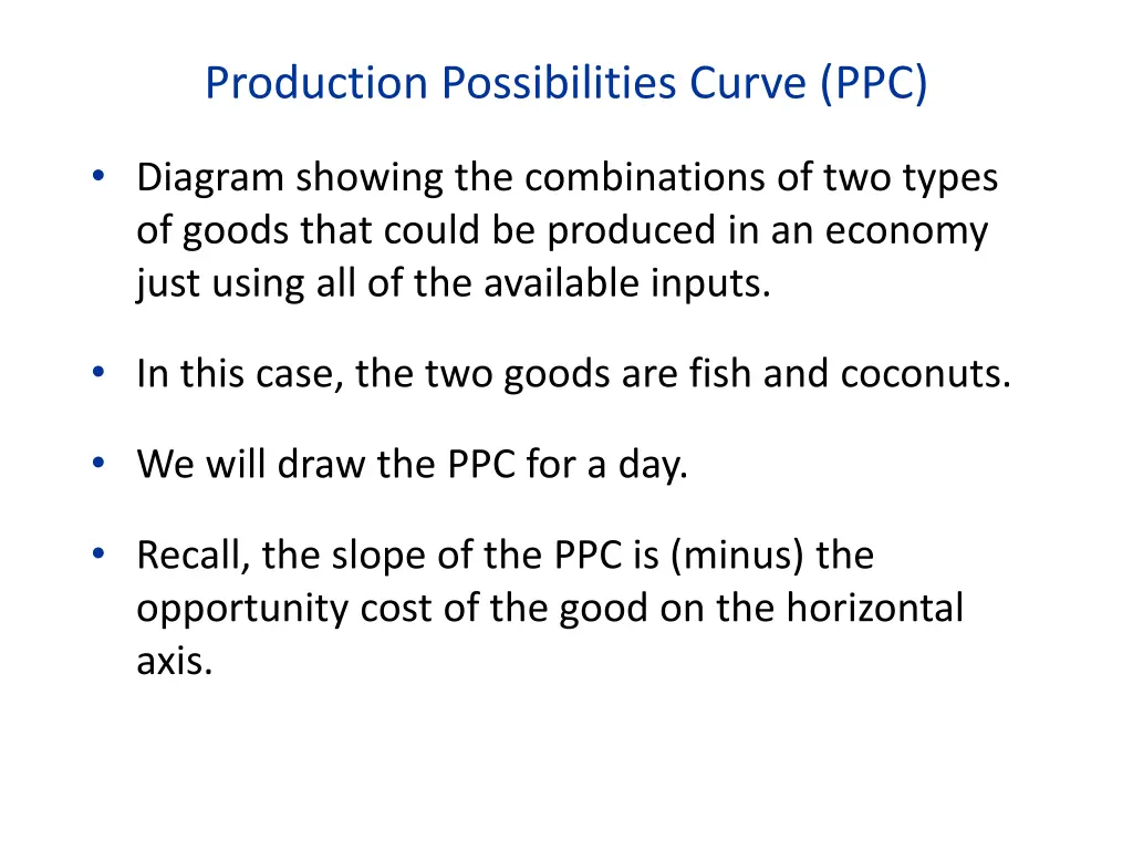 production possibilities curve ppc 1