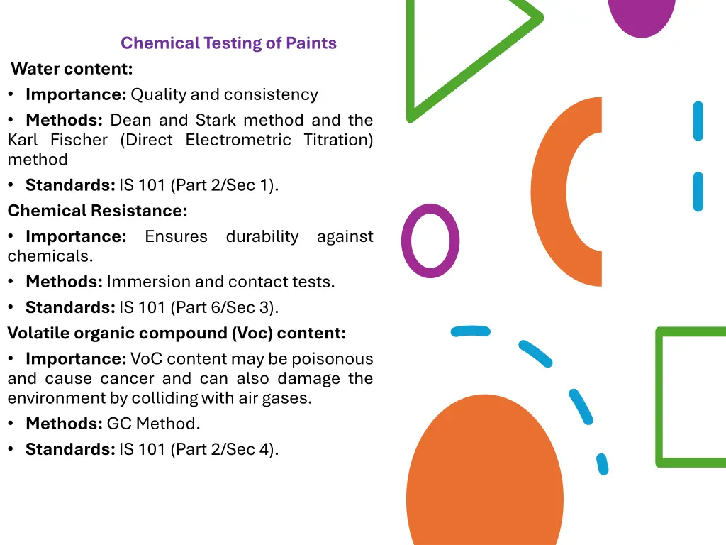chemical testing of paints water content