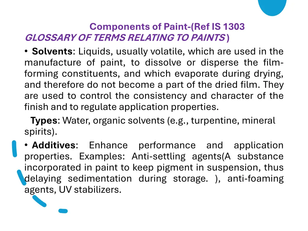 components of paint ref is 1303 glossary of terms 1
