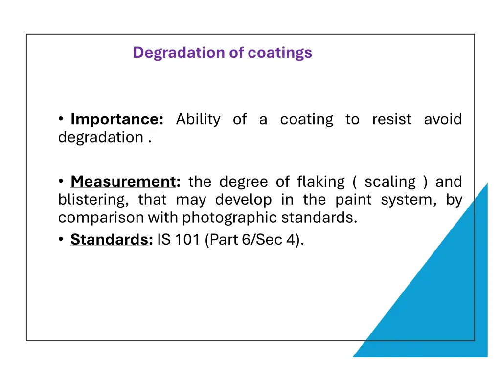 degradation of coatings