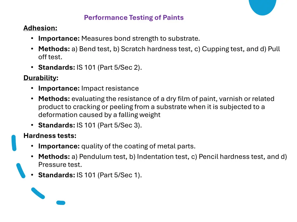 performance testing of paints