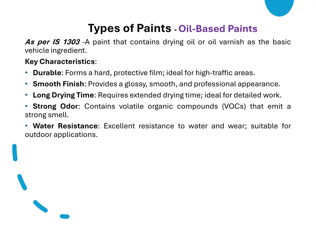 types of paints oil based paints as per is 1303