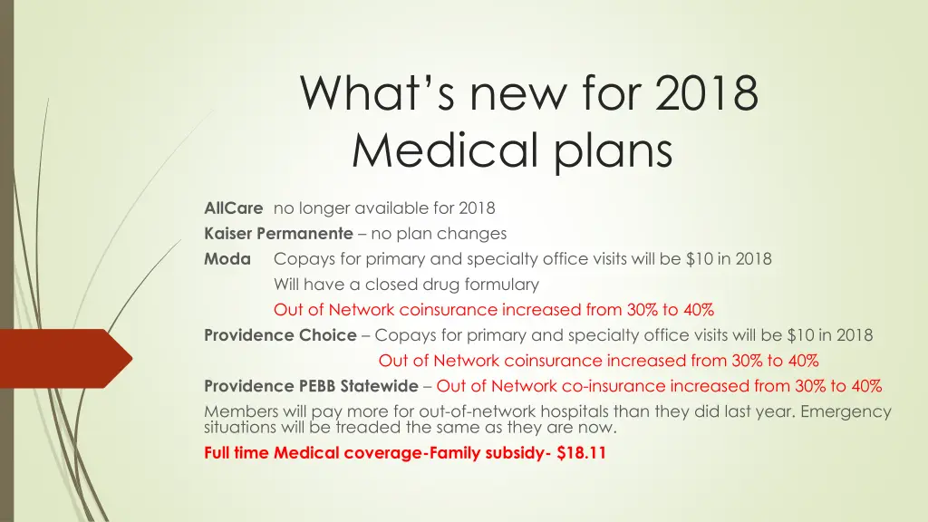 what s new for 2018 medical plans