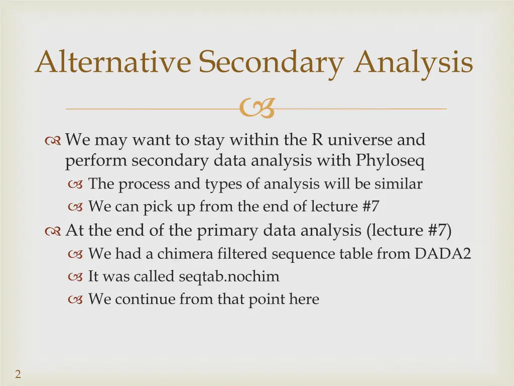 alternative secondary analysis