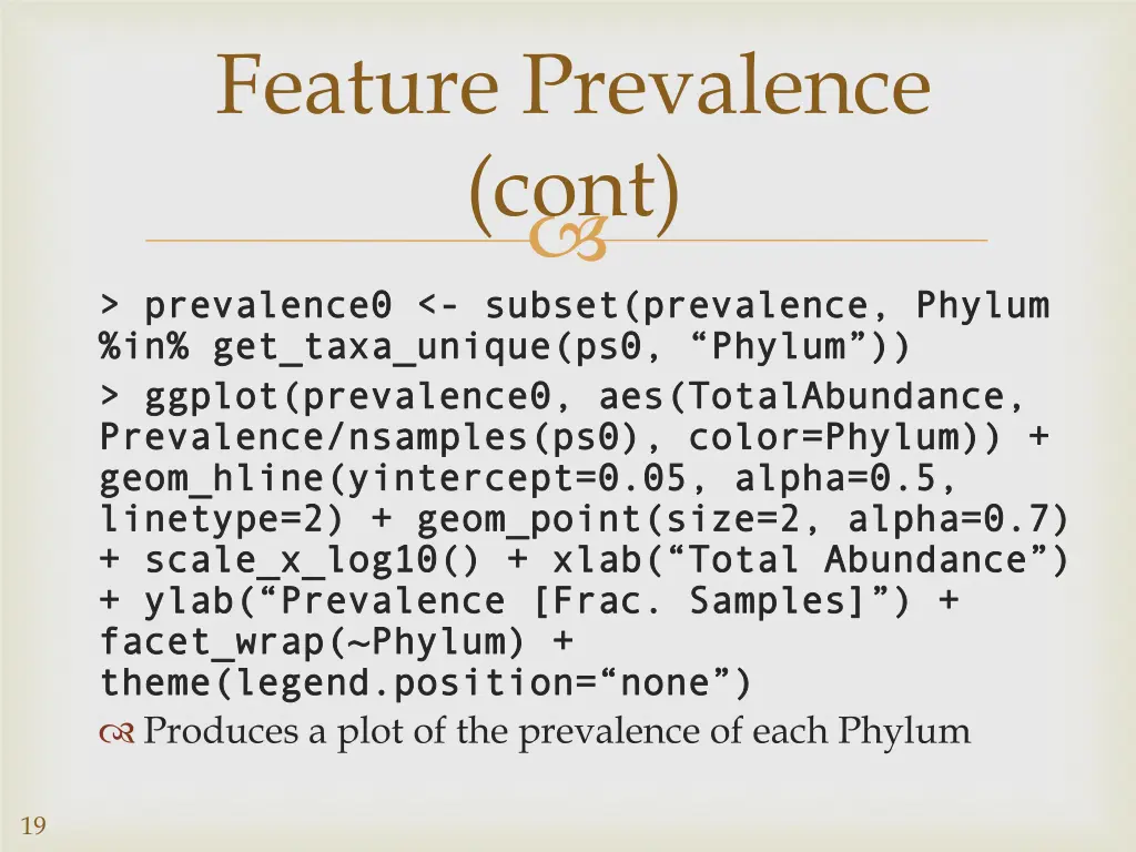 feature prevalence cont
