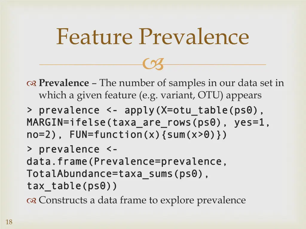 feature prevalence