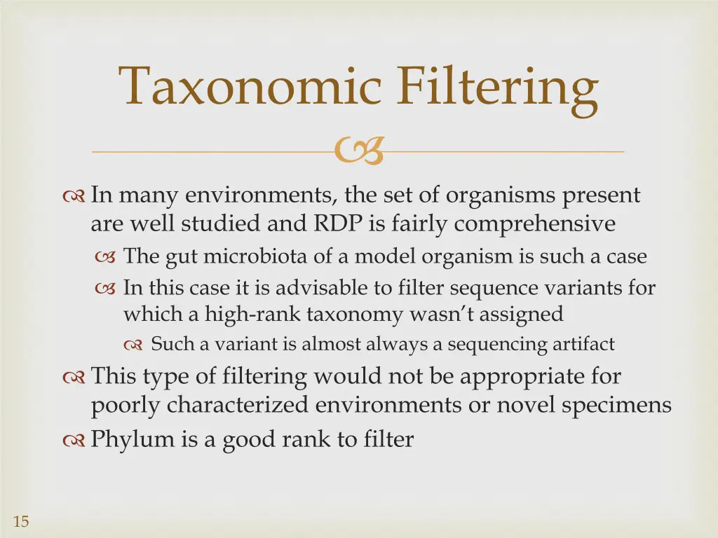 taxonomic filtering