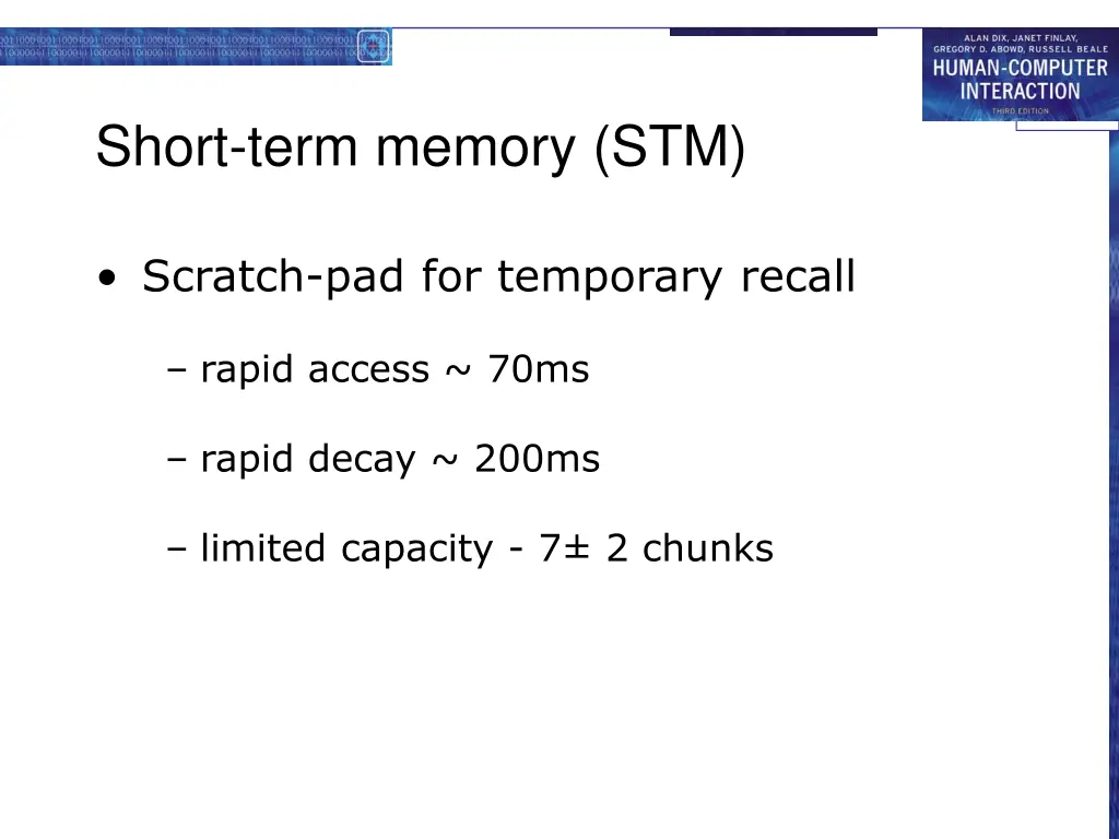 short term memory stm