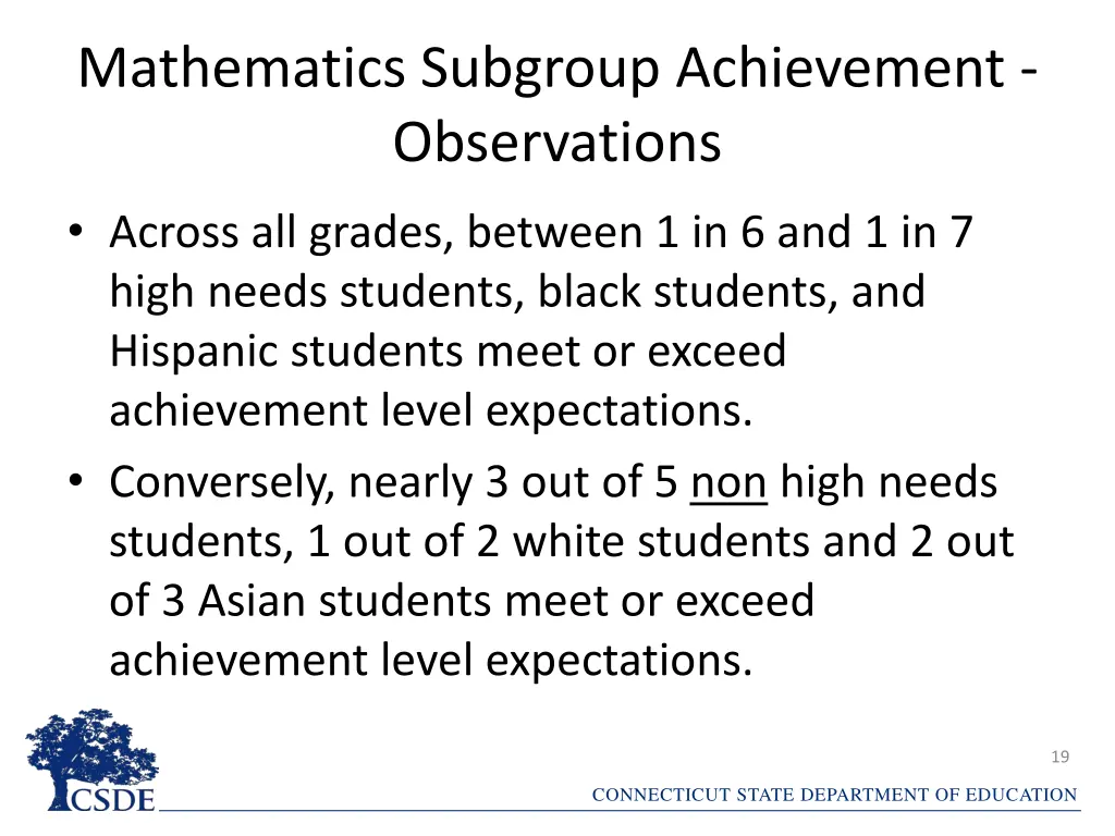 mathematics subgroup achievement observations