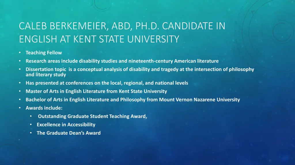 caleb berkemeier abd ph d candidate in english