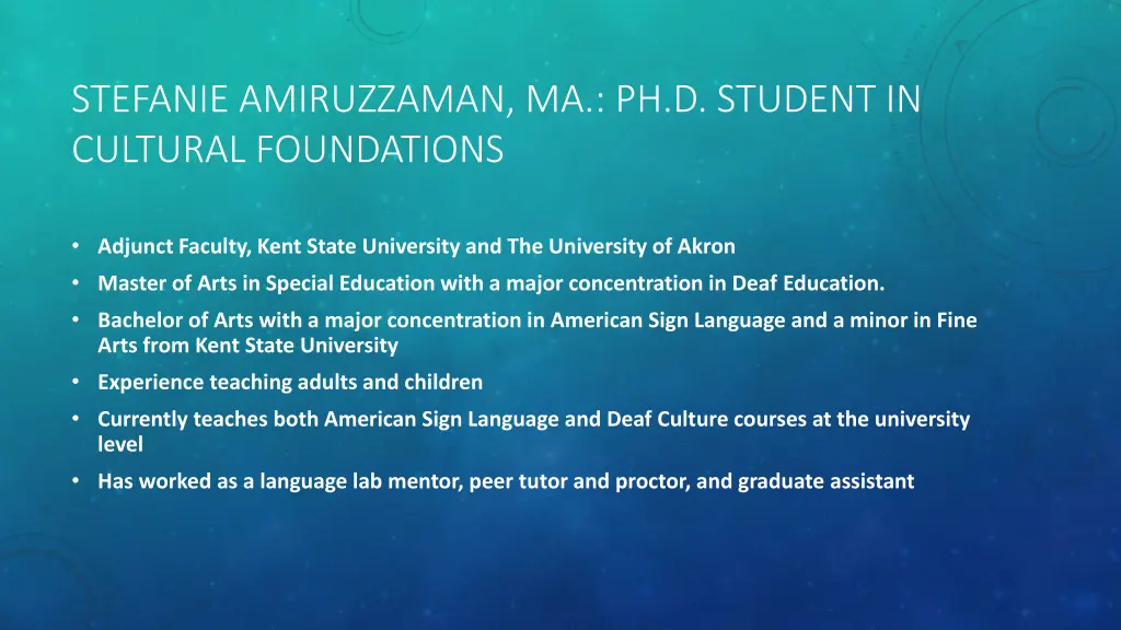 stefanie amiruzzaman ma ph d student in cultural
