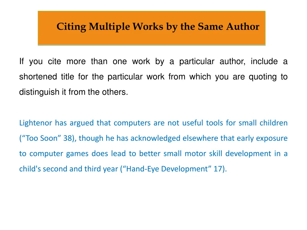 citing multiple works by the same author