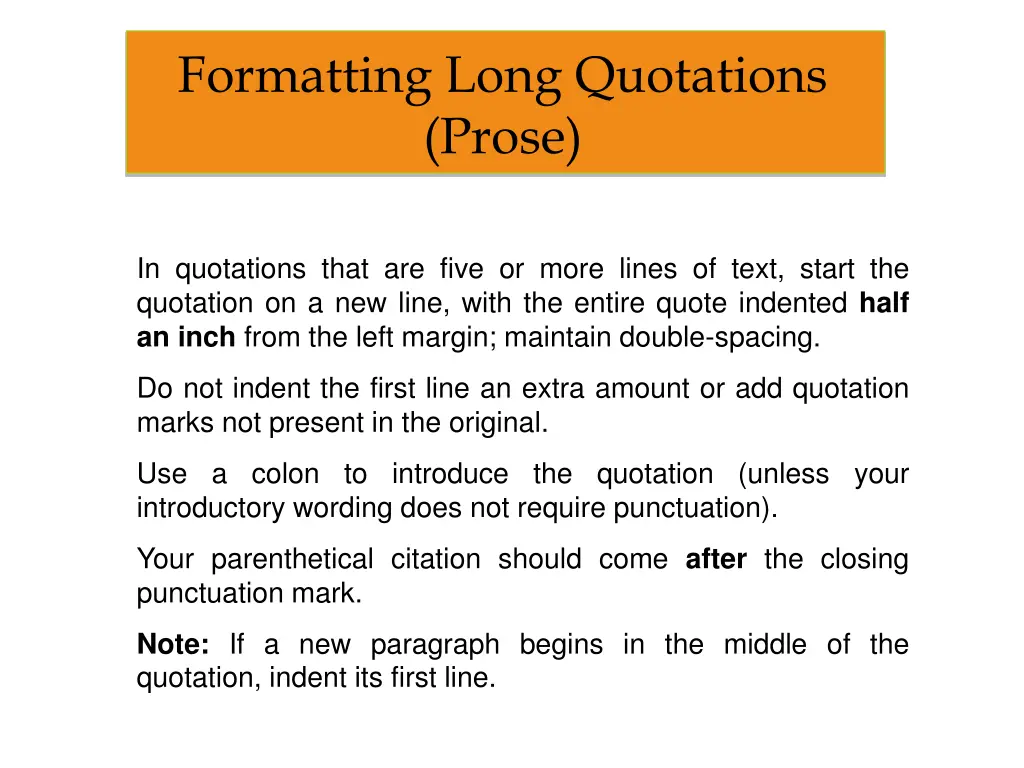 formatting long quotations prose