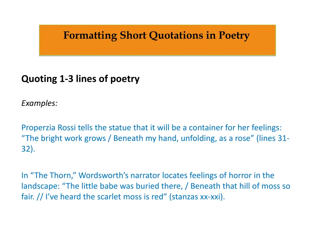 formatting short quotations in poetry
