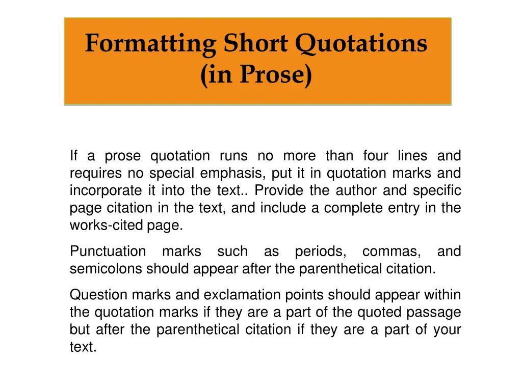 formatting short quotations in prose