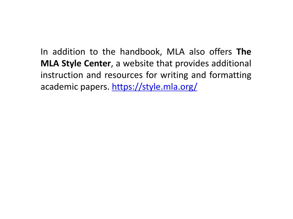 in addition to the handbook mla also offers