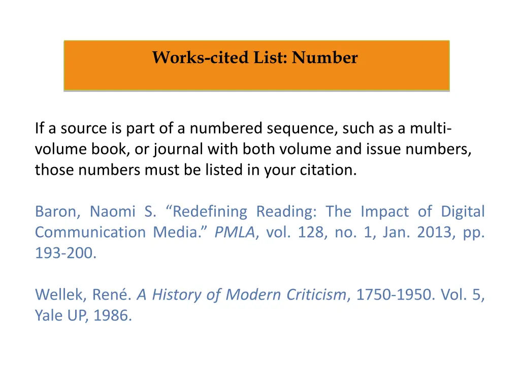 works cited list number