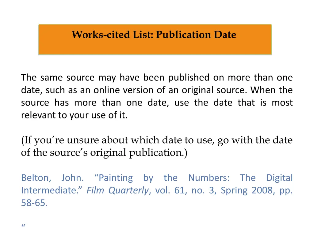 works cited list publication date