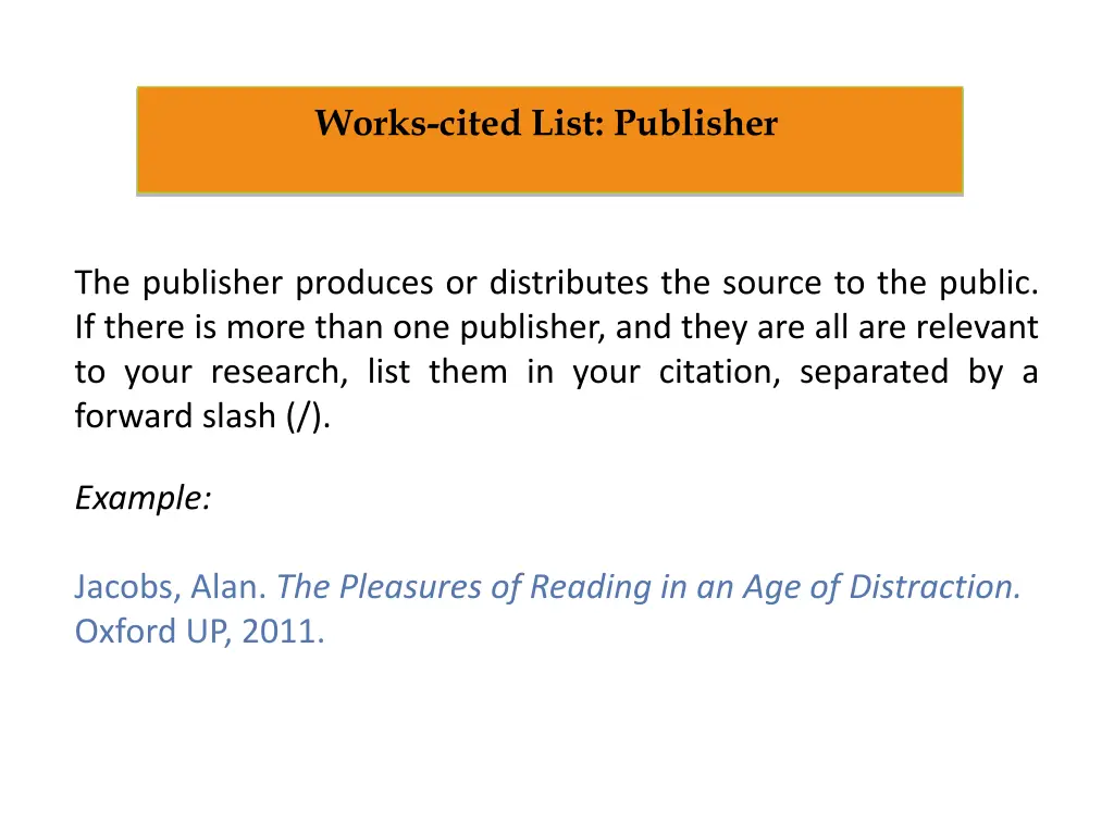 works cited list publisher