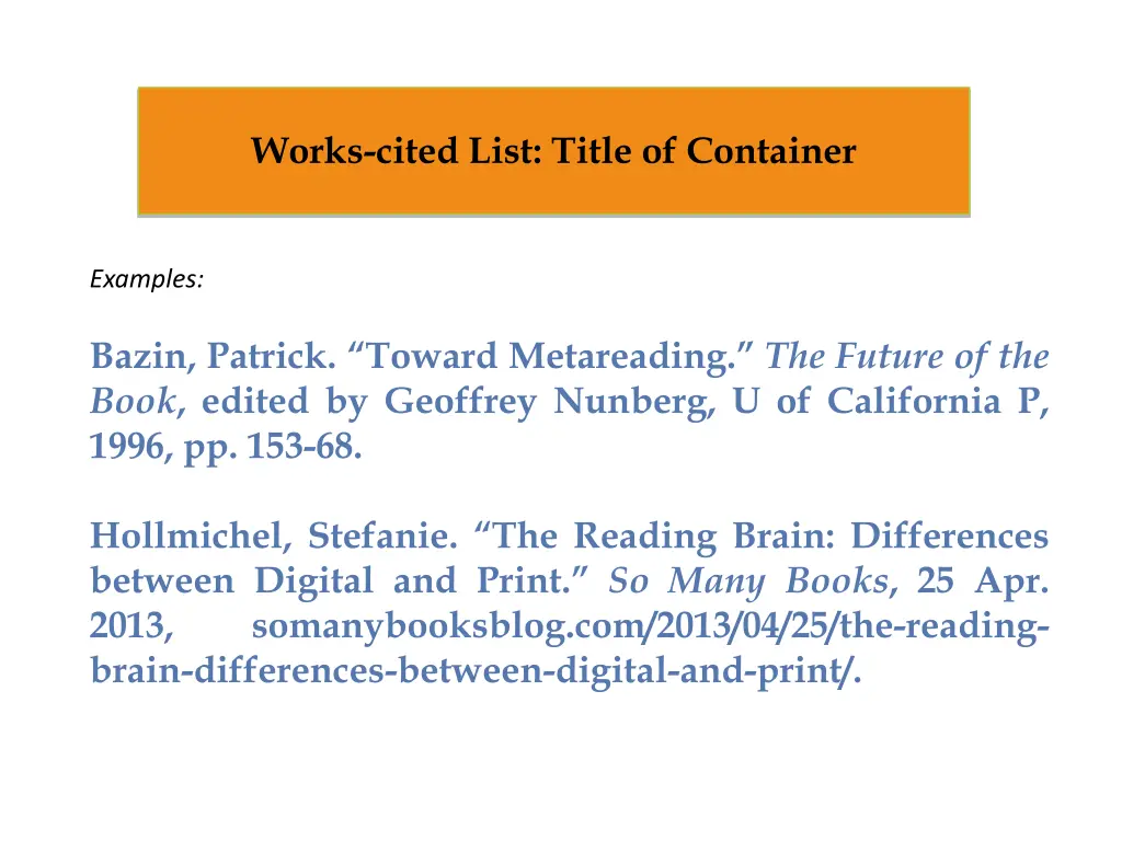 works cited list title of container 1