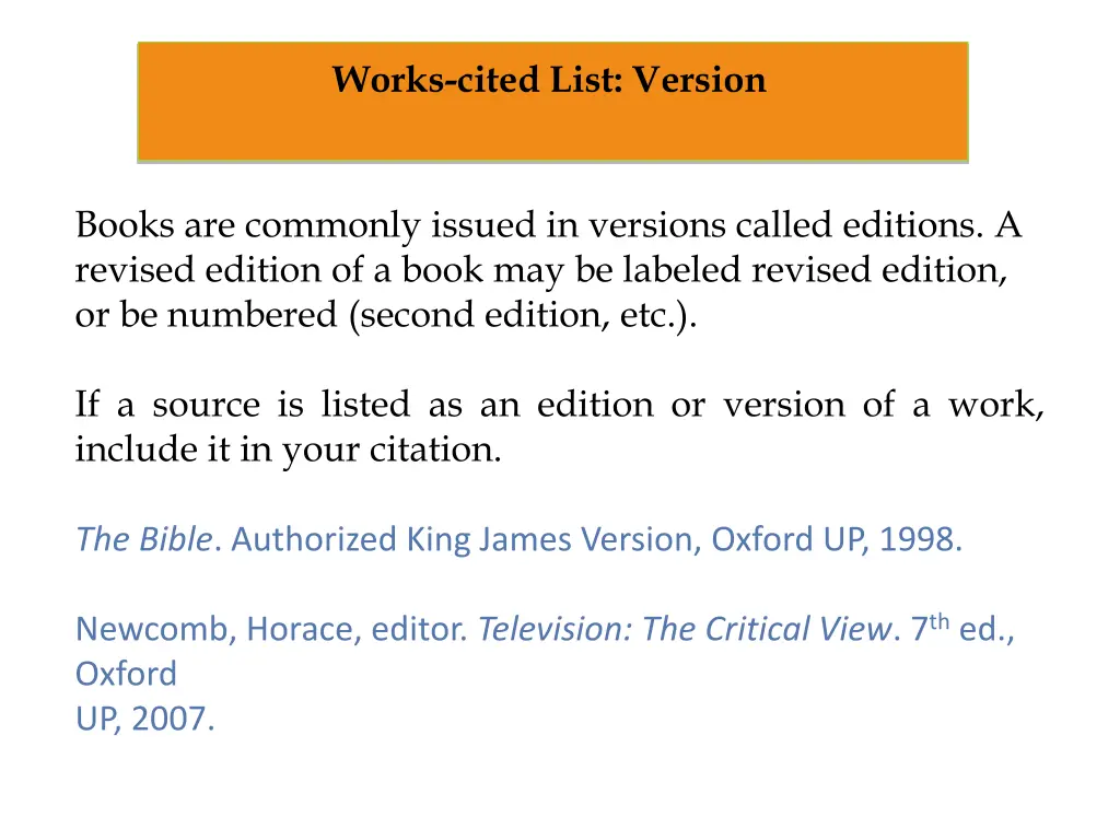 works cited list version