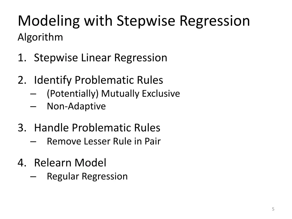 modeling with stepwise regression algorithm