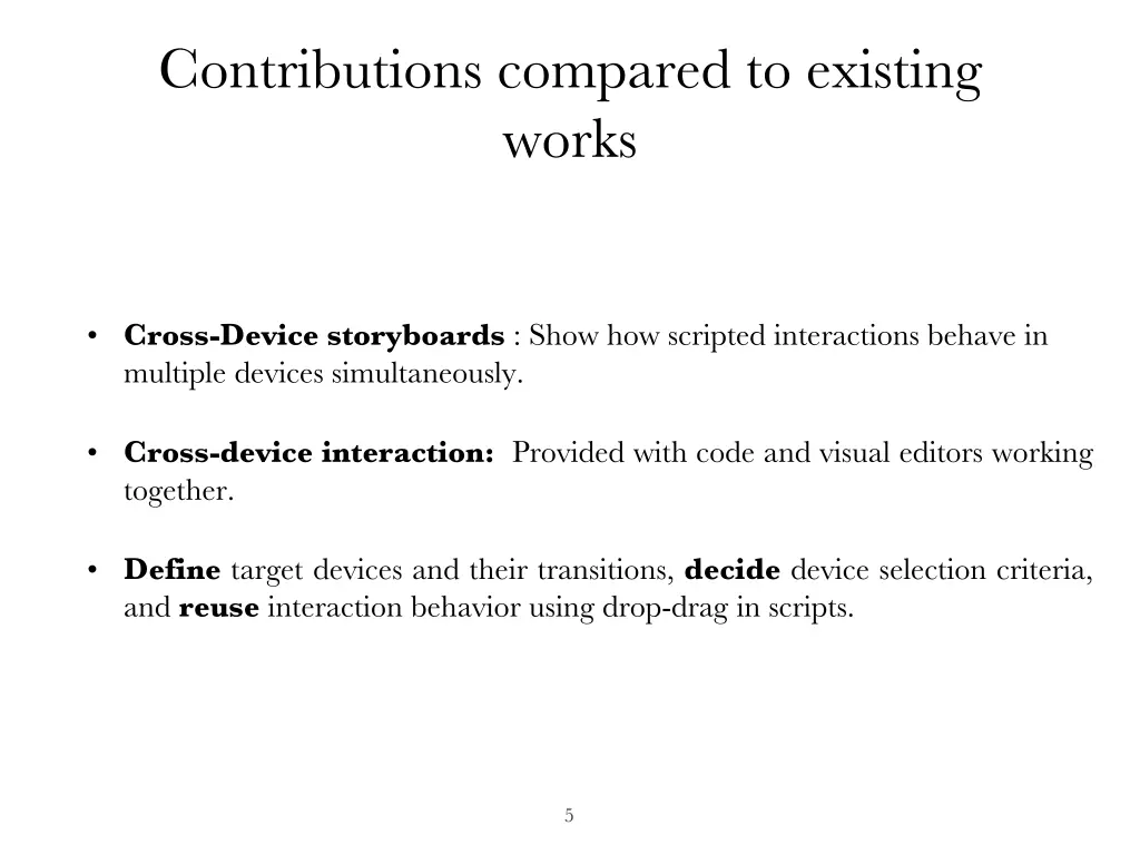 contributions compared to existing works