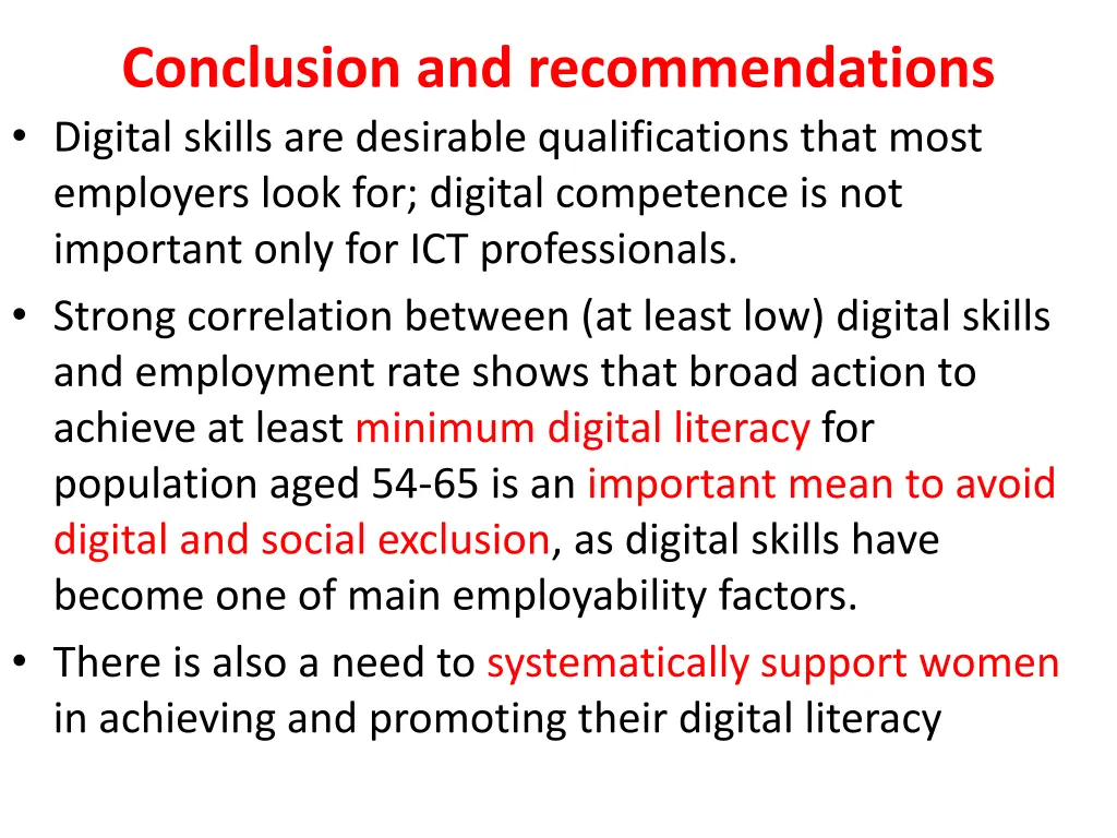 conclusion and recommendations digital skills