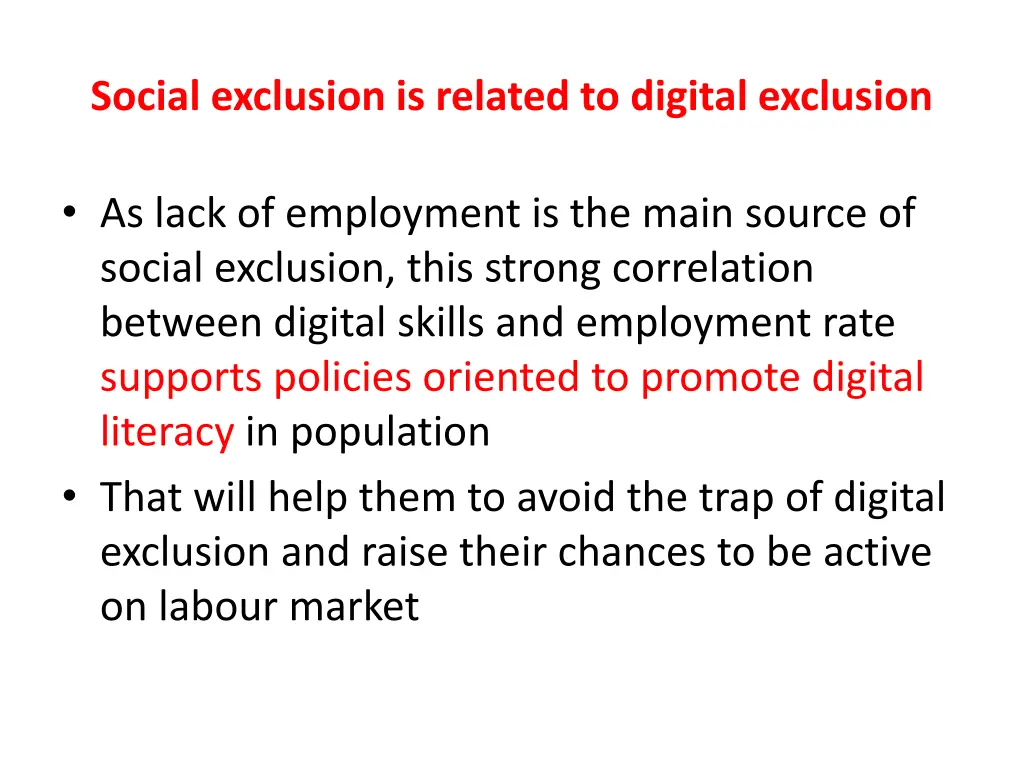 social exclusion is related to digital exclusion