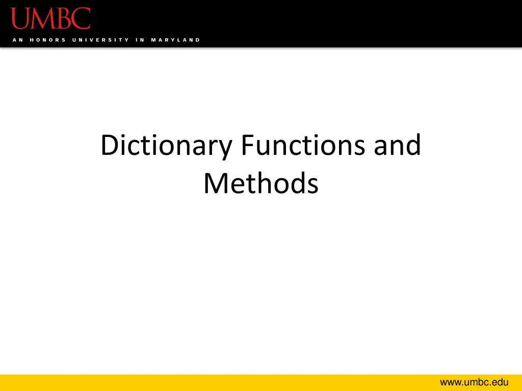 dictionary functions and methods