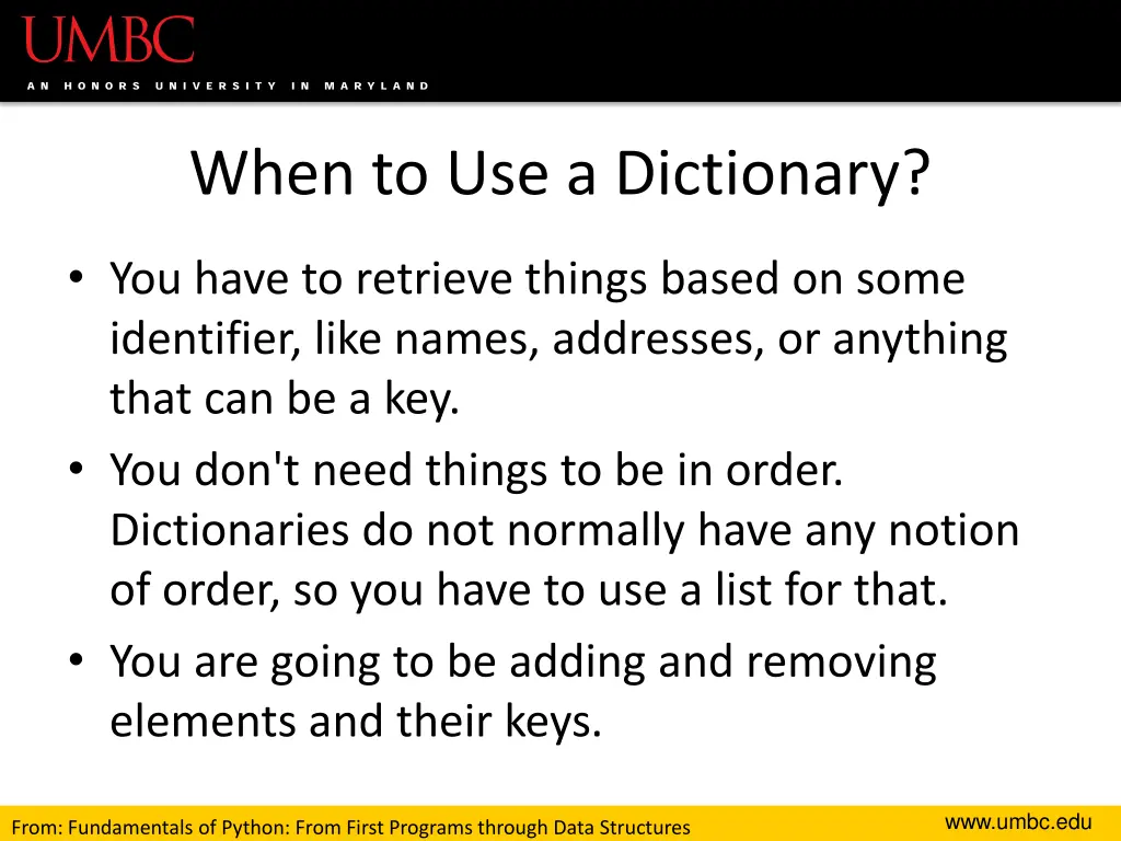 when to use a dictionary