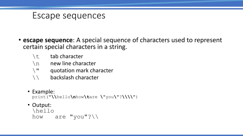 escape sequences
