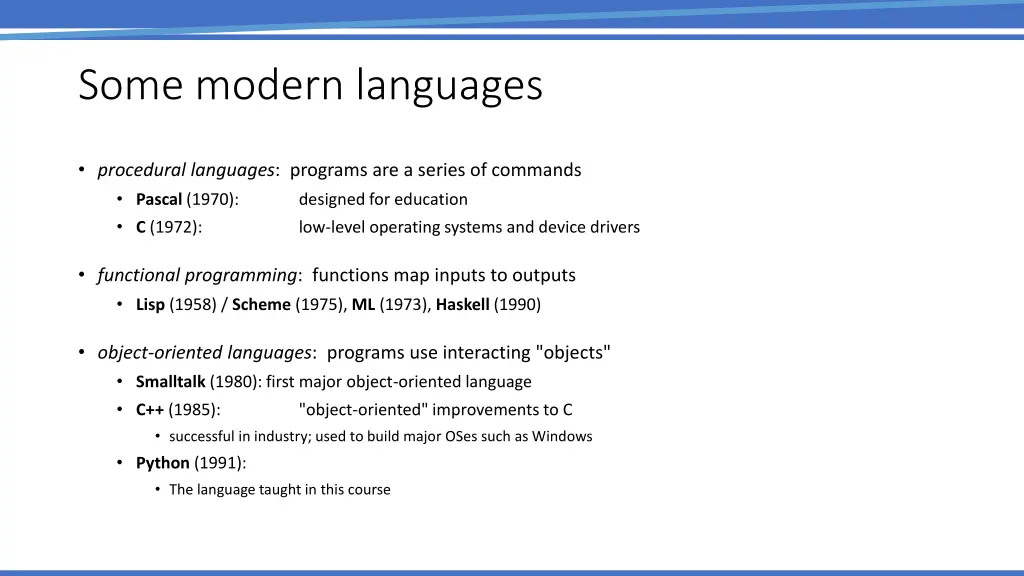 some modern languages