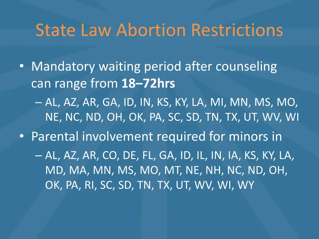 state law abortion restrictions 2